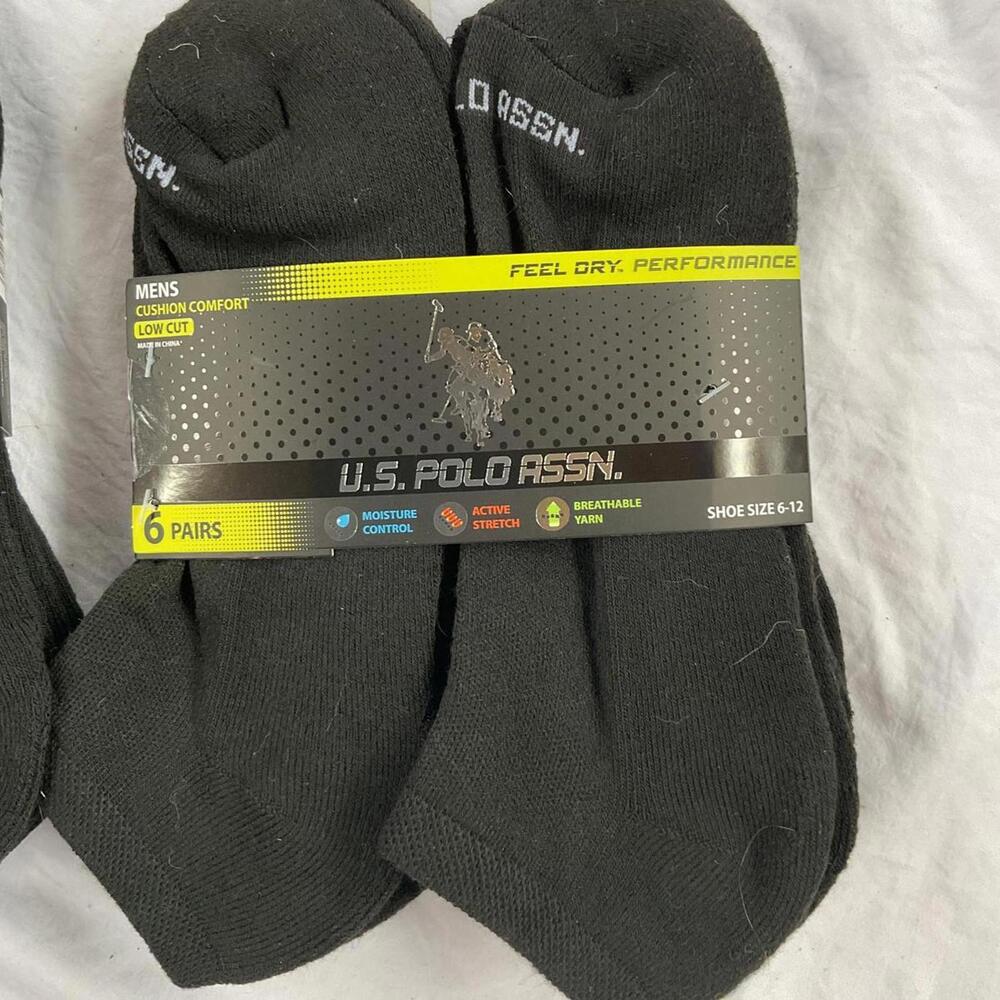 New  2pack U.S. Polo Assn. Men's Black Low Cut Socks 12 Pairs Size 6-12